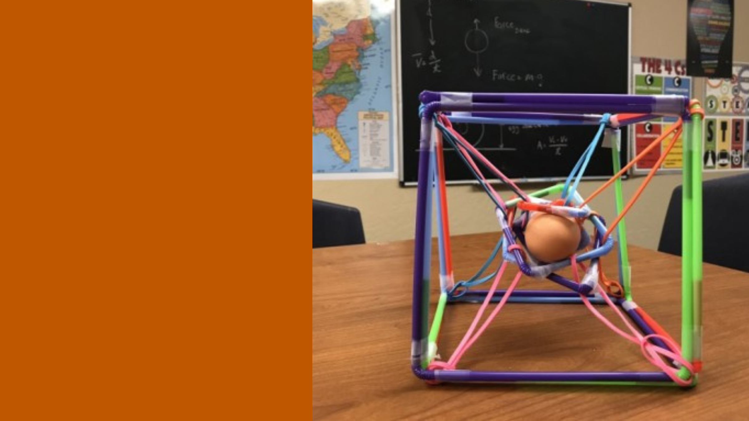 an egg in a cube structure