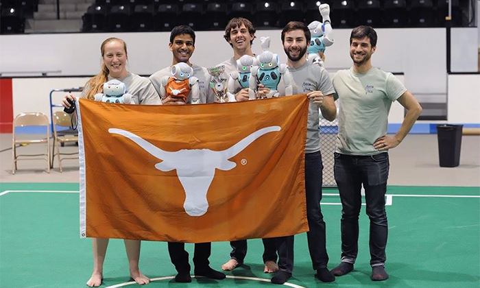Five of the SPL team members at the 2016 RoboCup US Open, which the team won. From left to right, they are Katie Genter, Sanmit Narvekar, Josiah Hanna, Josh Kelle and Jake Menashe.