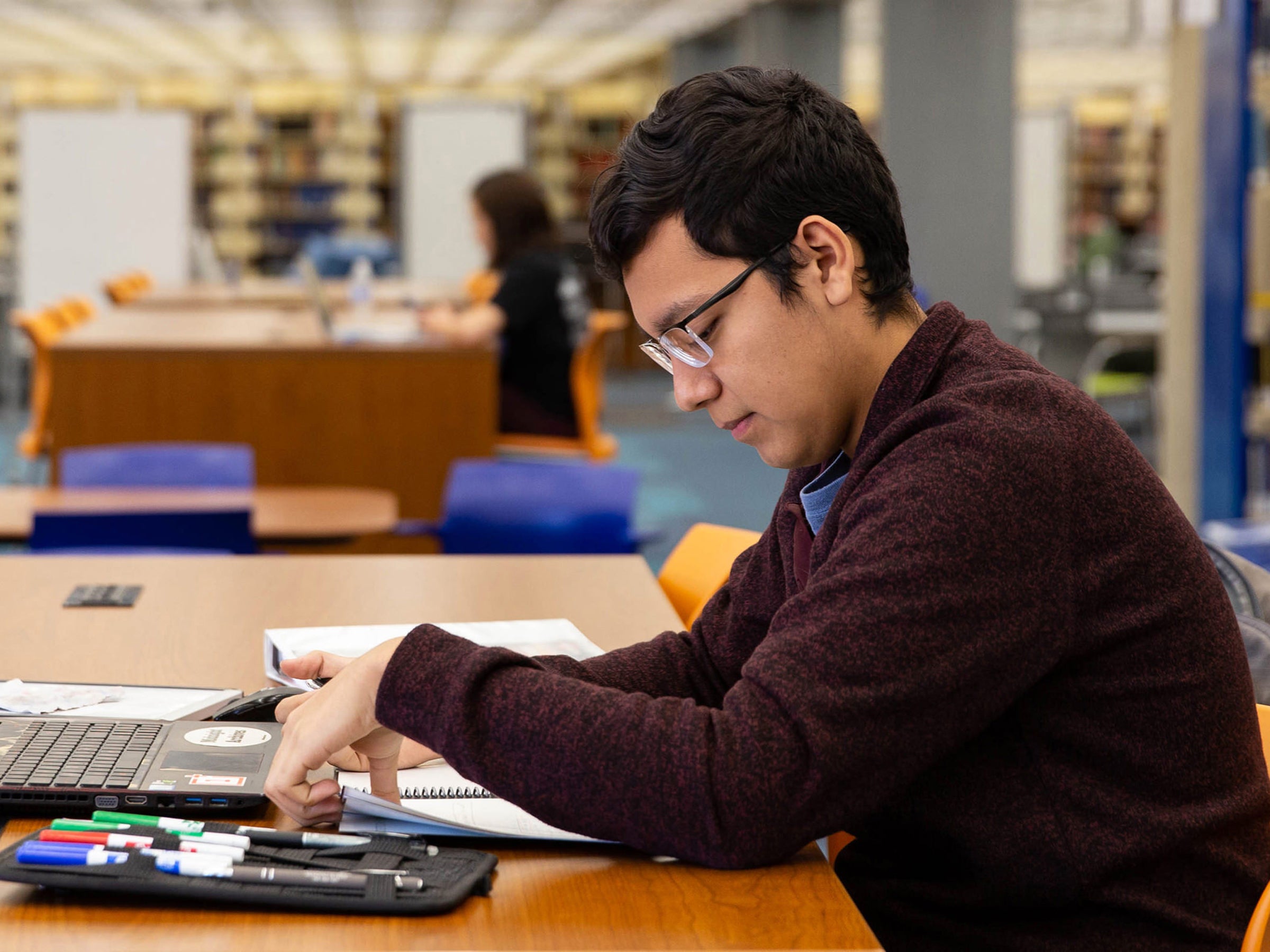 Photo of student studying