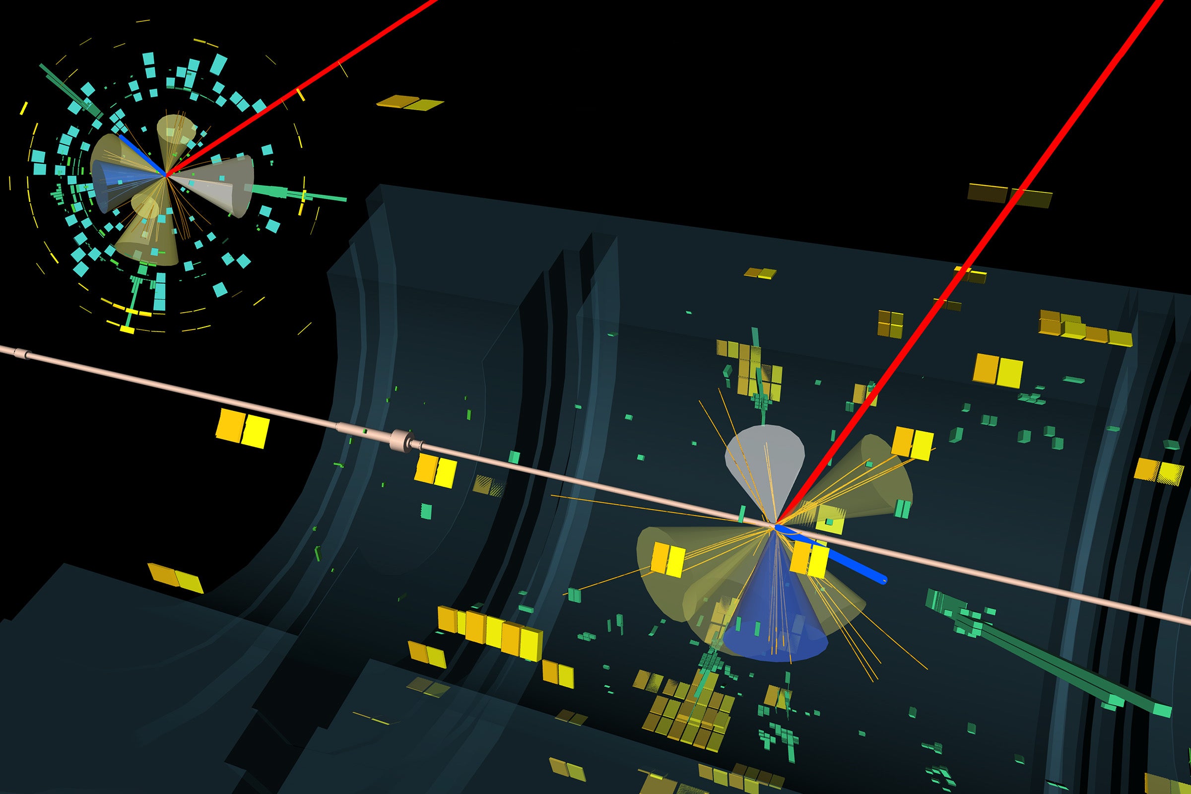 A proton proton collision in the ATLAS detector 