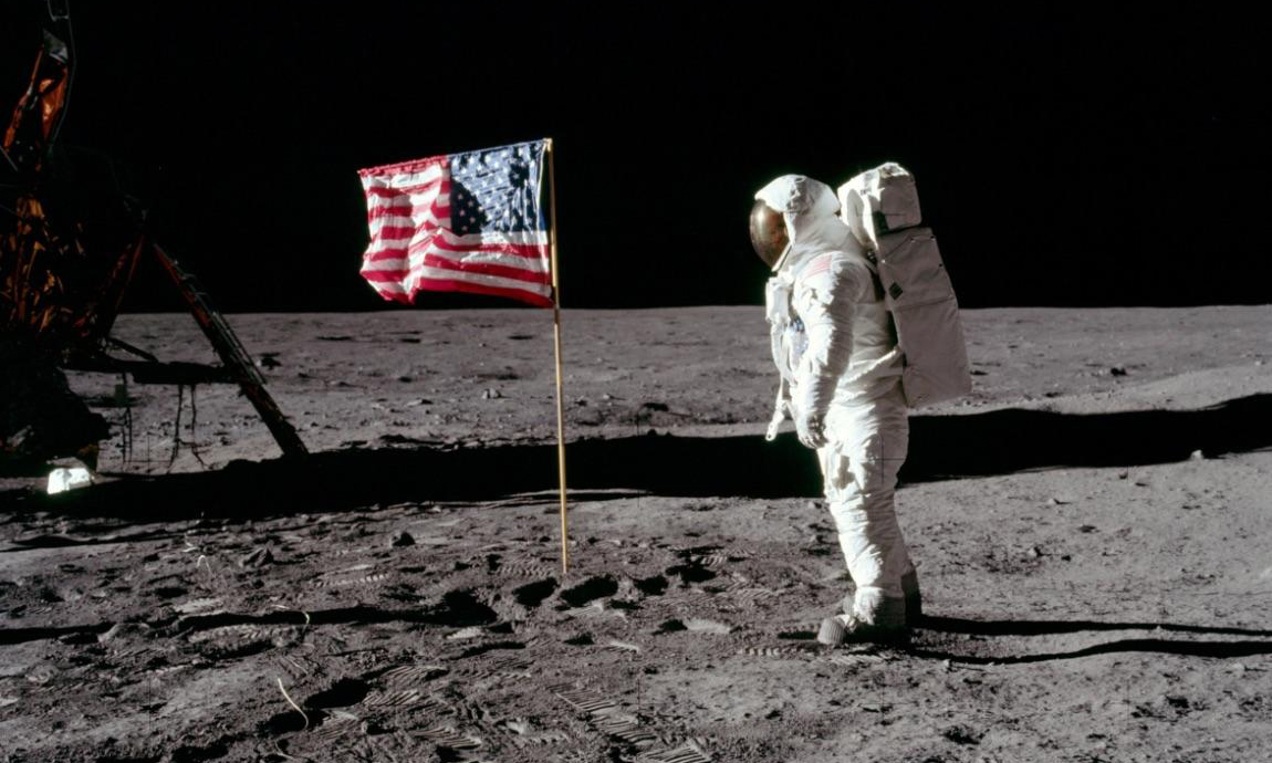 Buzz Aldrin on the Moon with the U.S. flag
