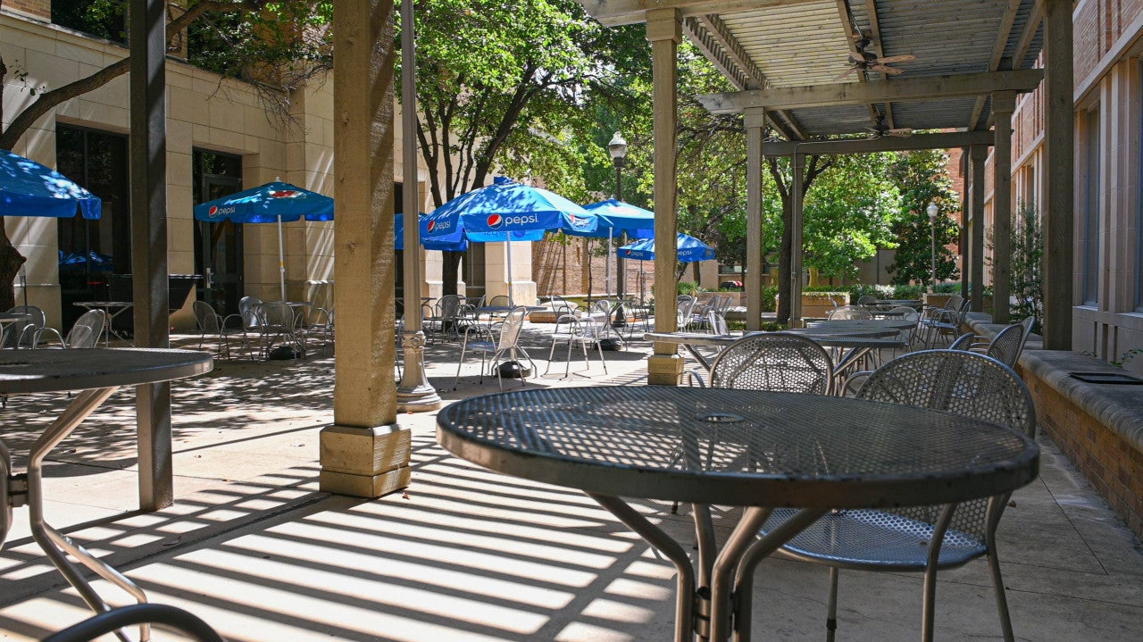 Outdoor seating area of the Gates Building