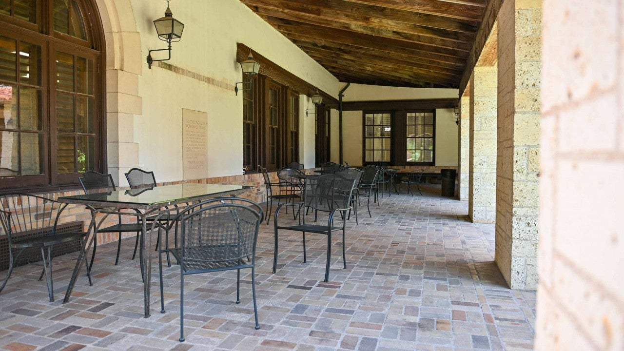 Courtyard seating area of Gearing Hall