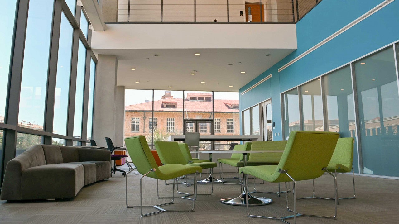 Upper floor seating area of Hackerman Building