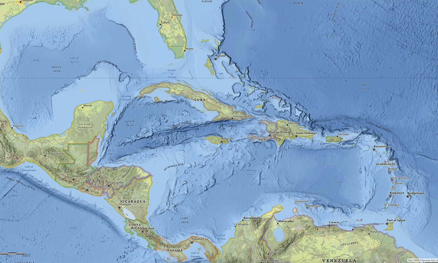 Map of the Caribbean