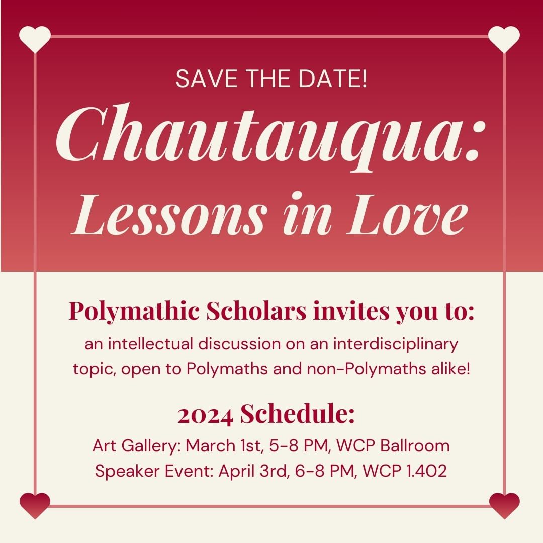 Save the Date! Chautauqua: Lessons in Love
