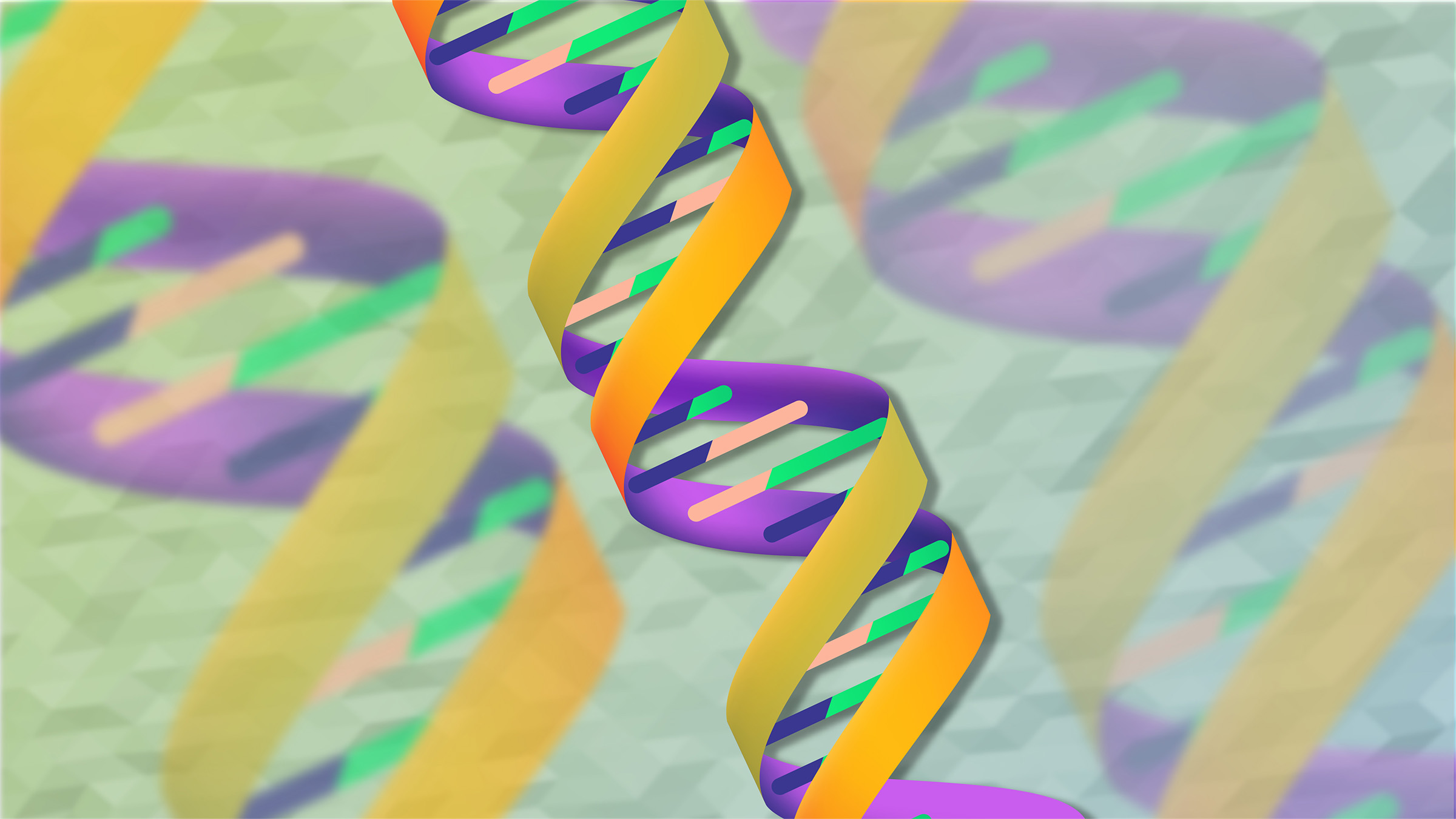 Illustration of a DNA helix in different colors