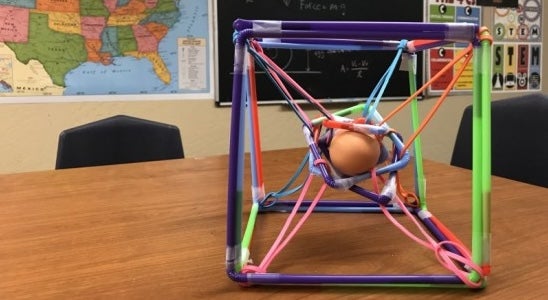 an egg in a cube structure