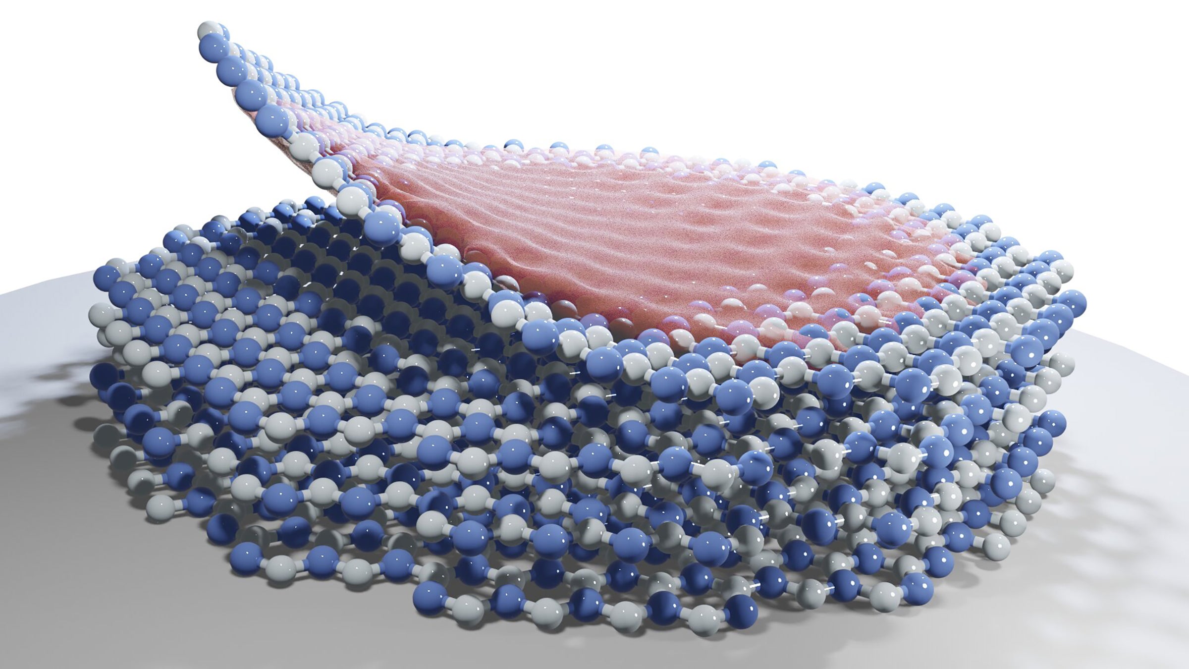 Illustration of atoms in a two dimensional material