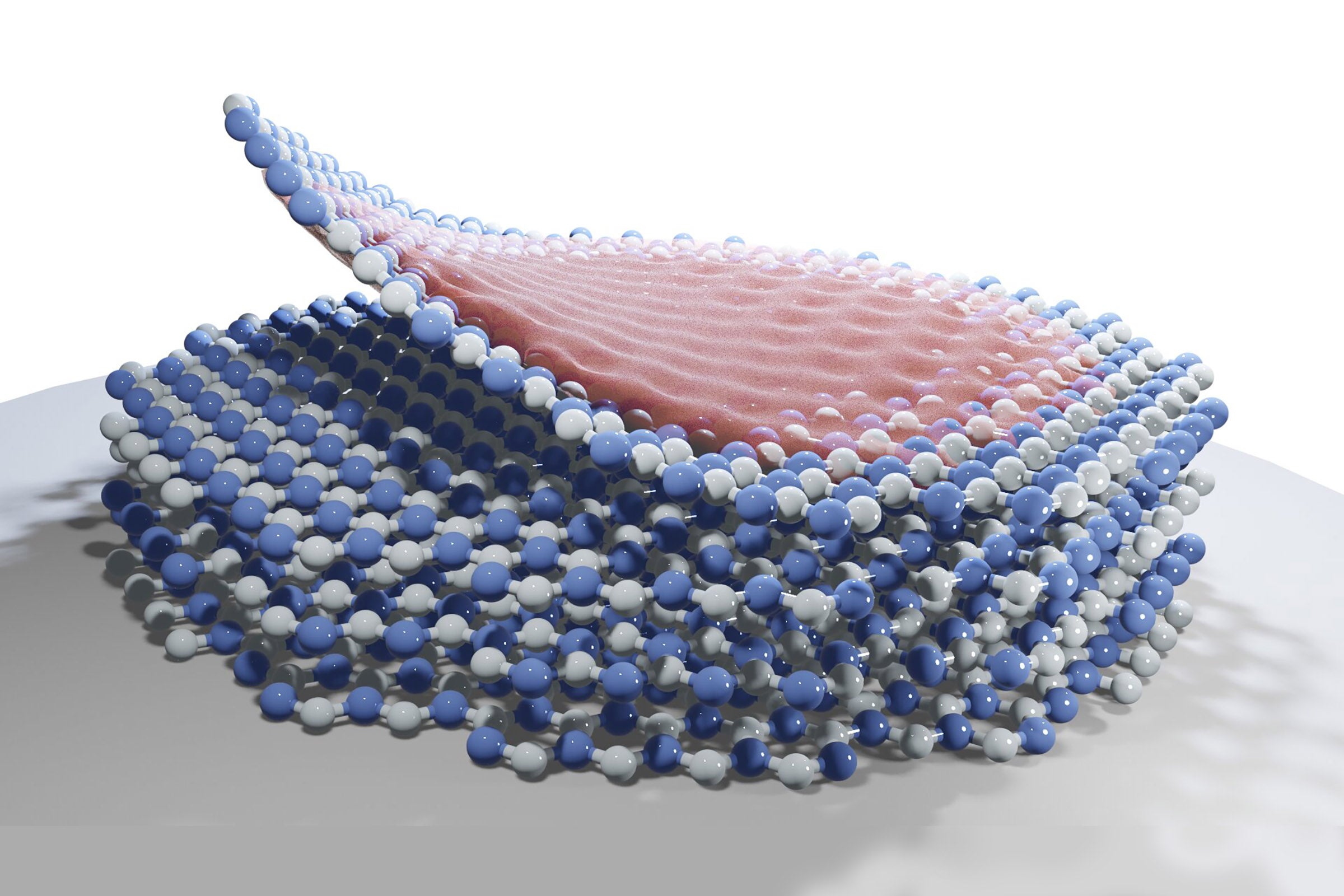 Illustration of atoms in a two dimensional material