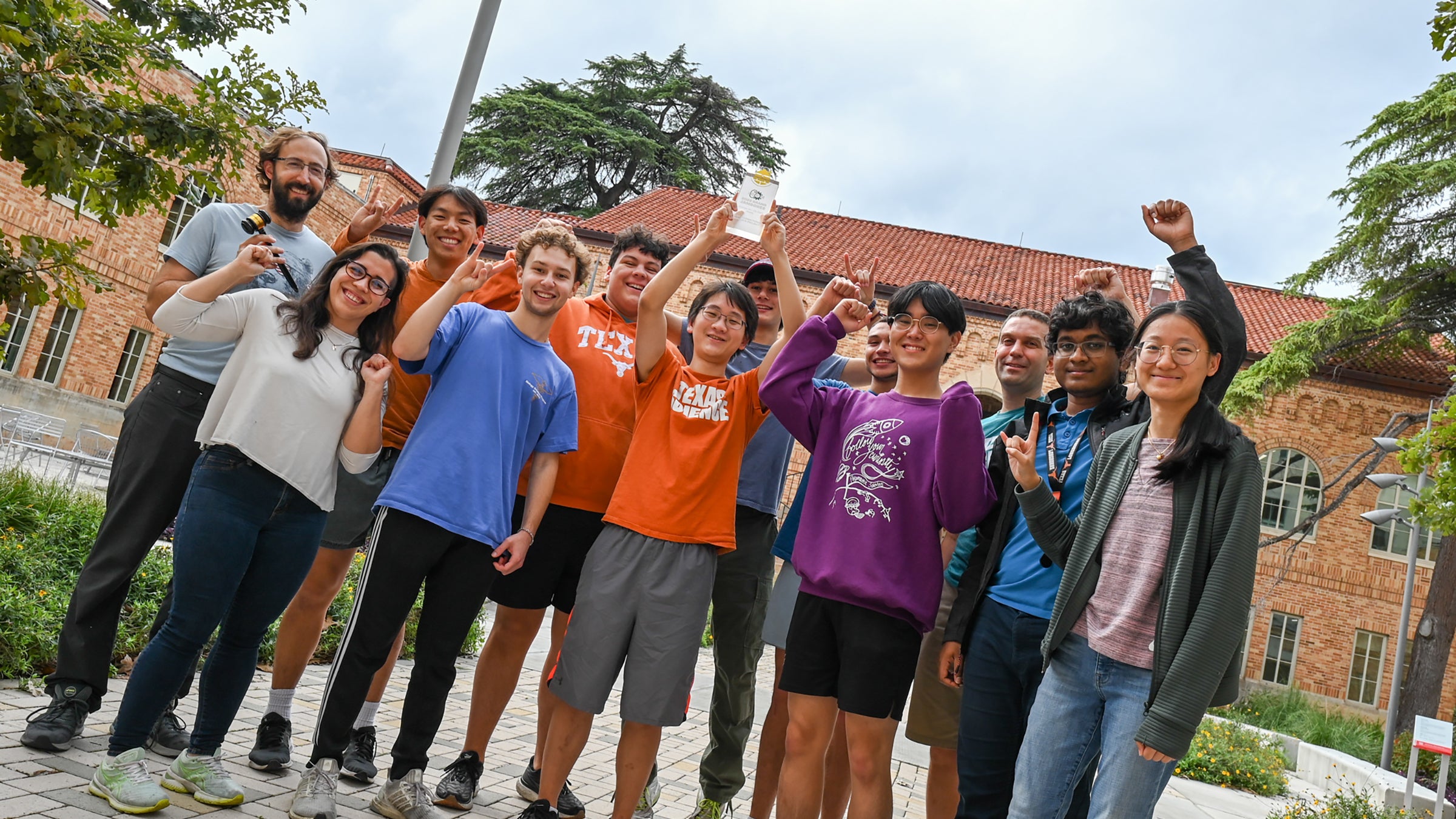 A team of cheering students