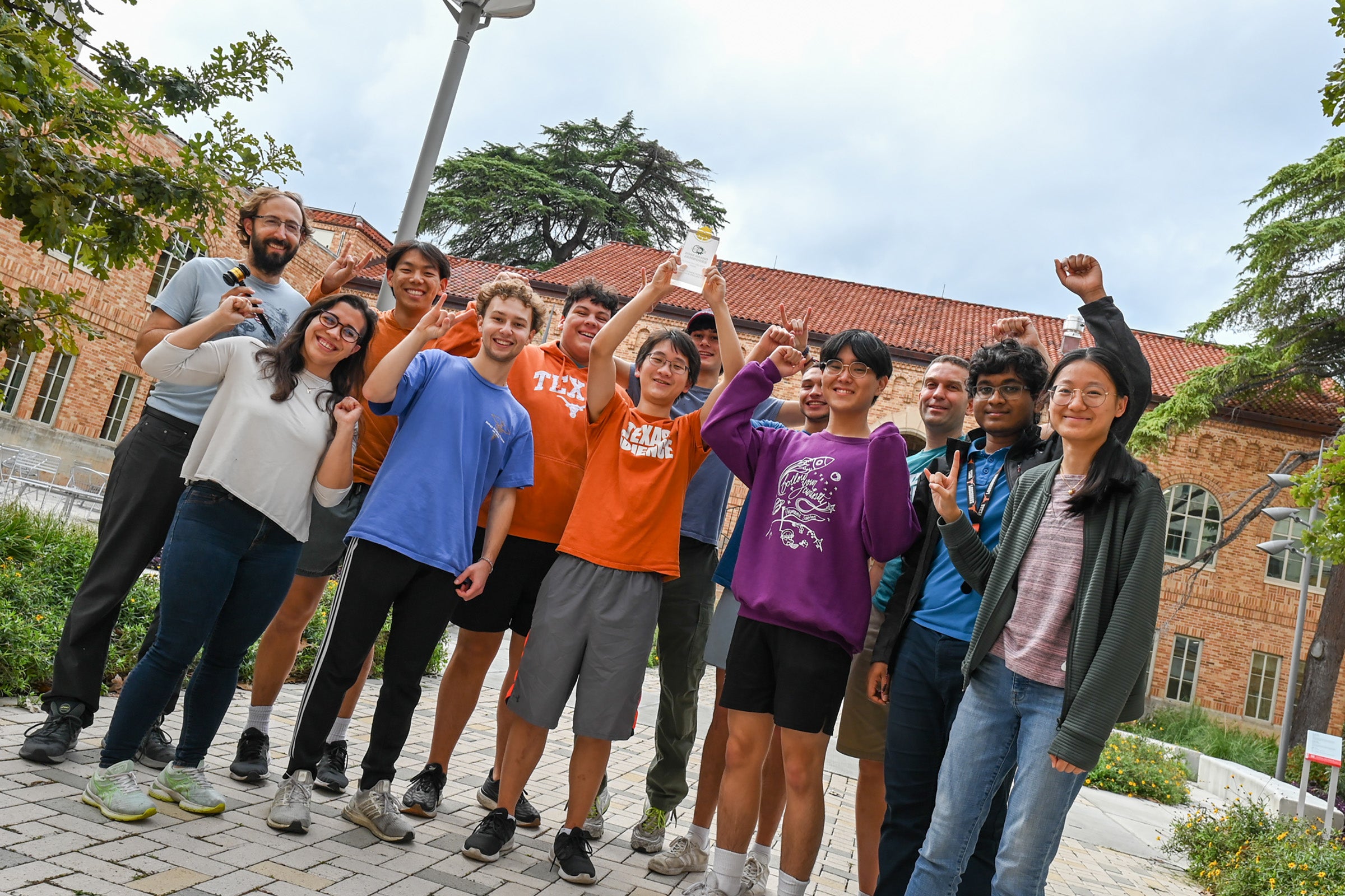 A team of cheering students