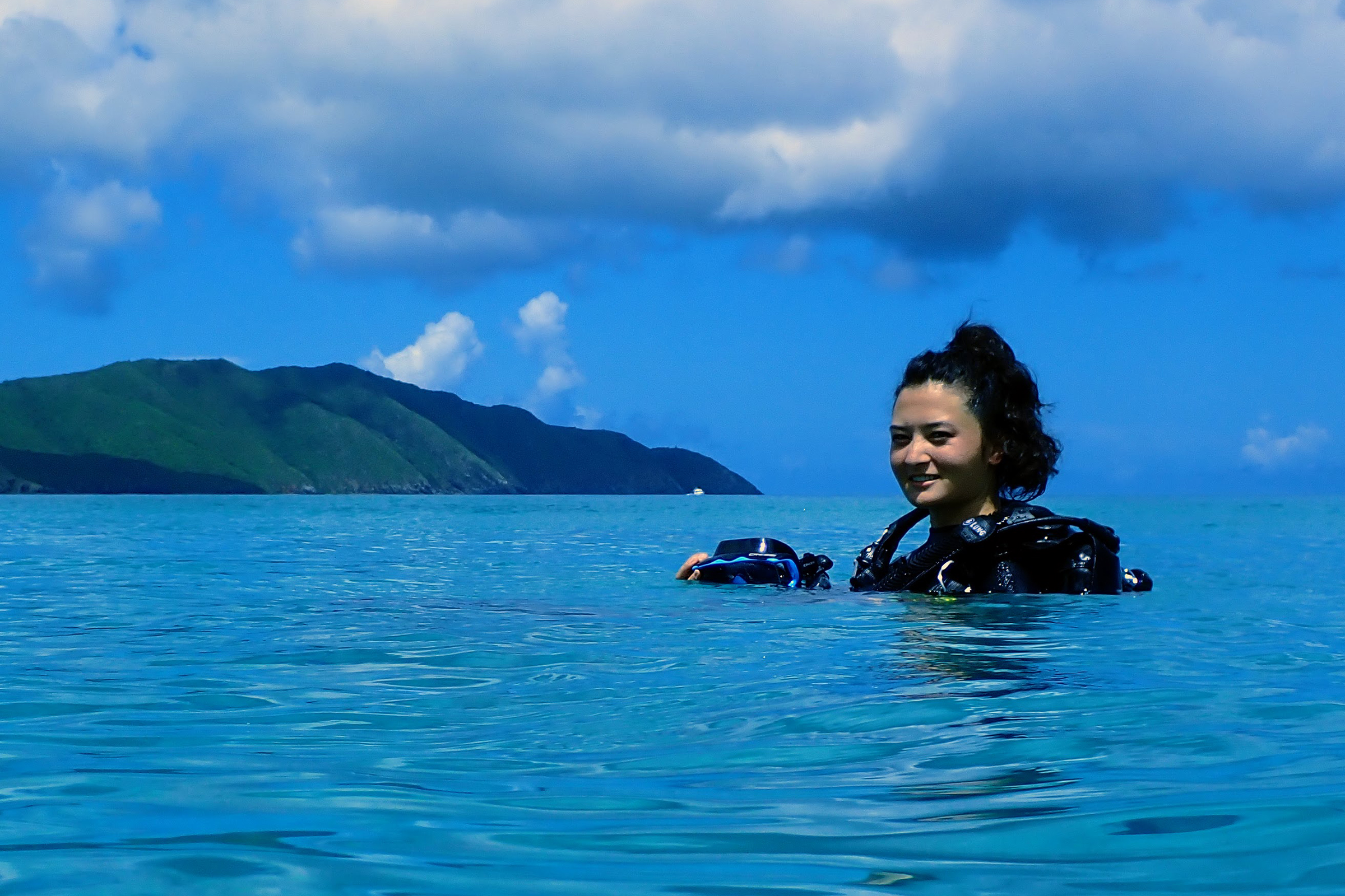 Kristina Black diving in Cane Bay