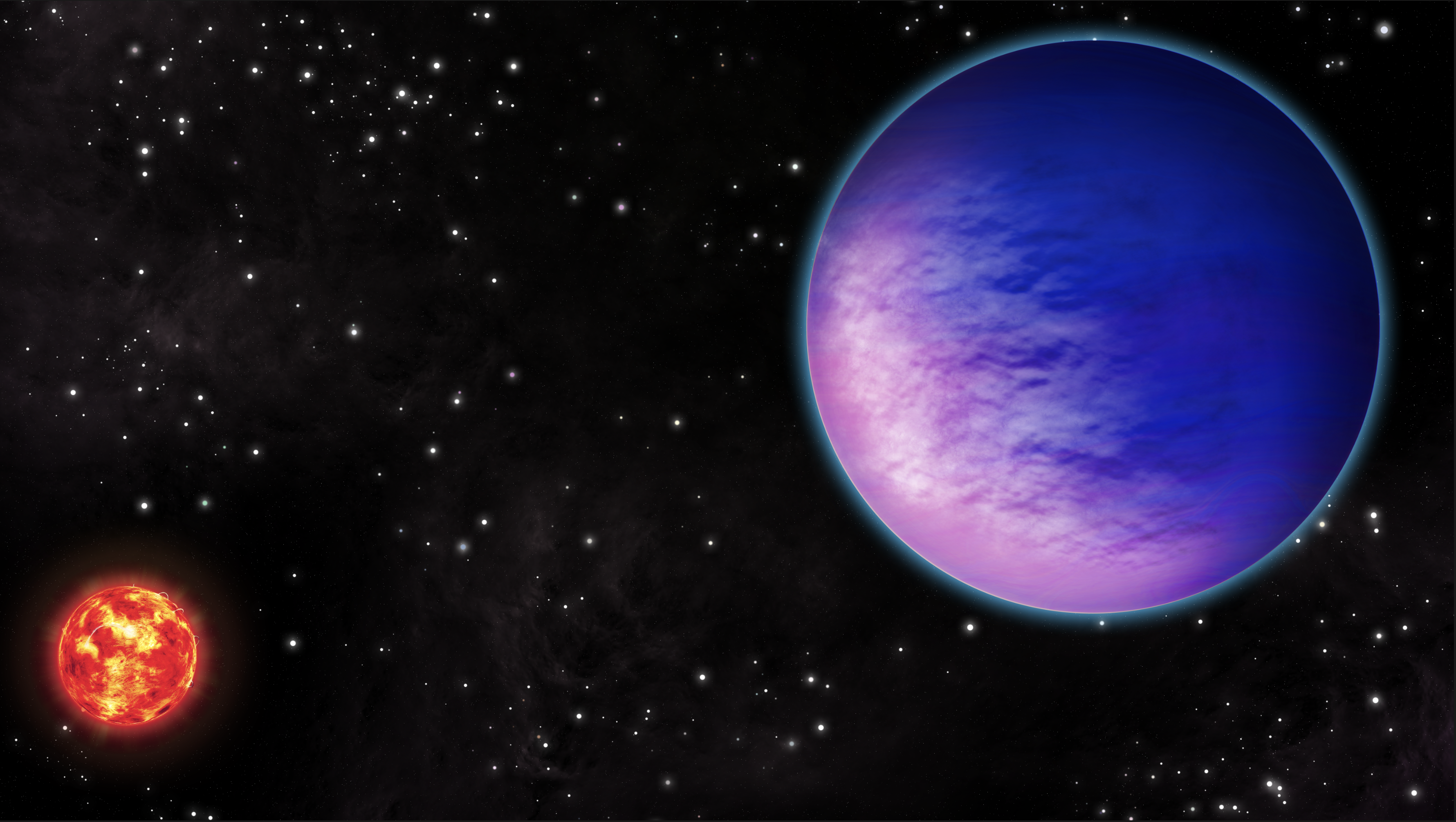An artist's rendition of a large planet orbiting a star