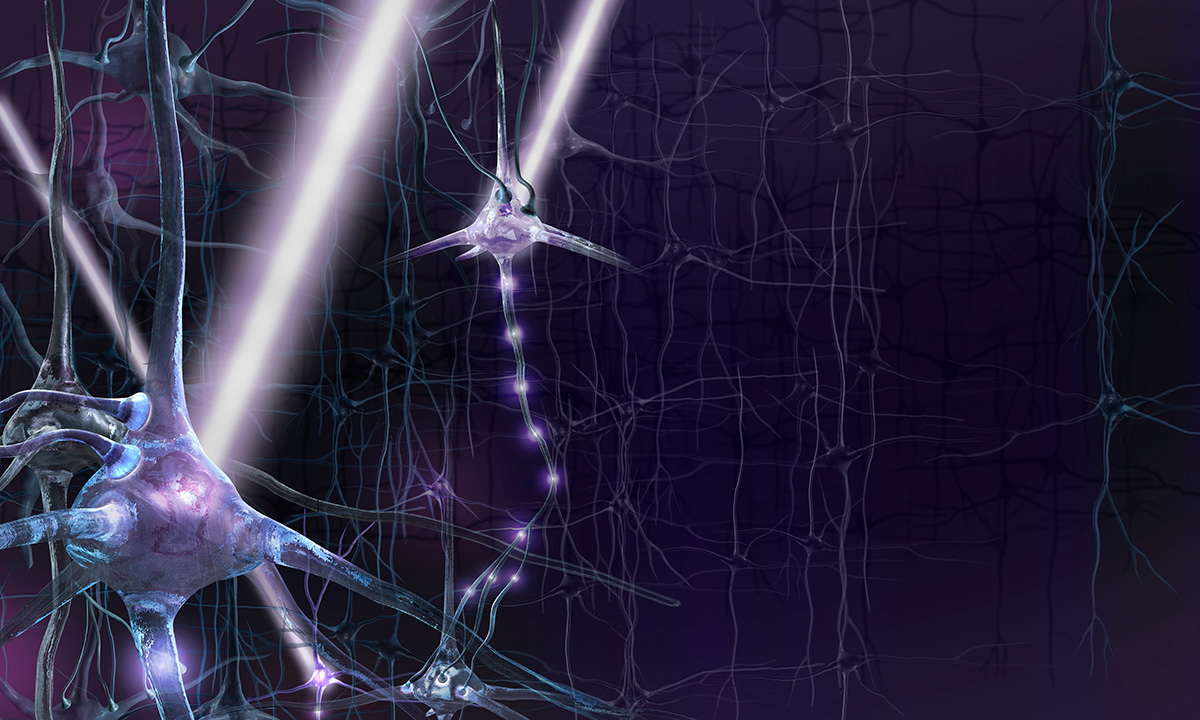 artist rendering of neurons being activated by light