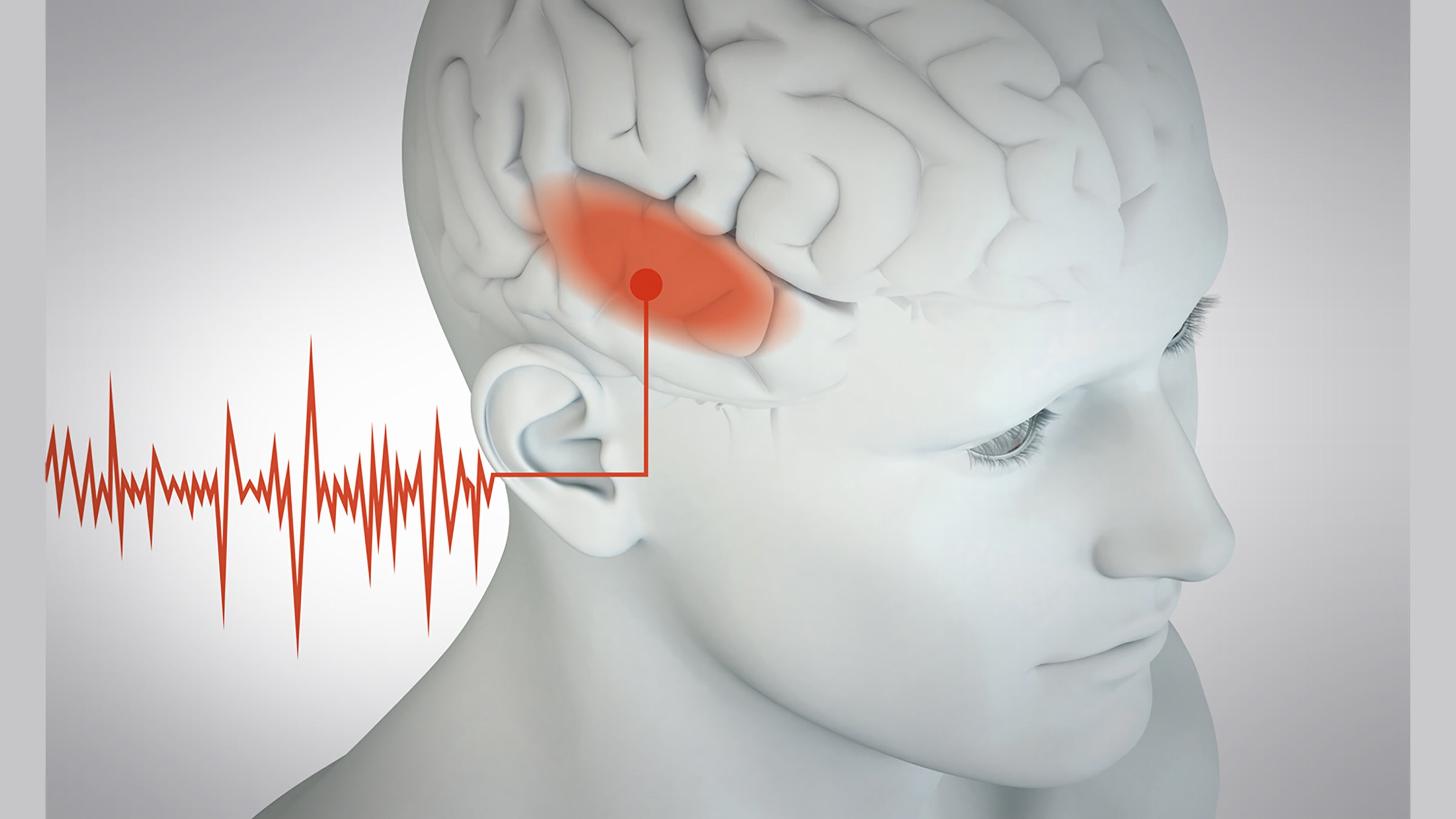 Illustration of human brain processing language