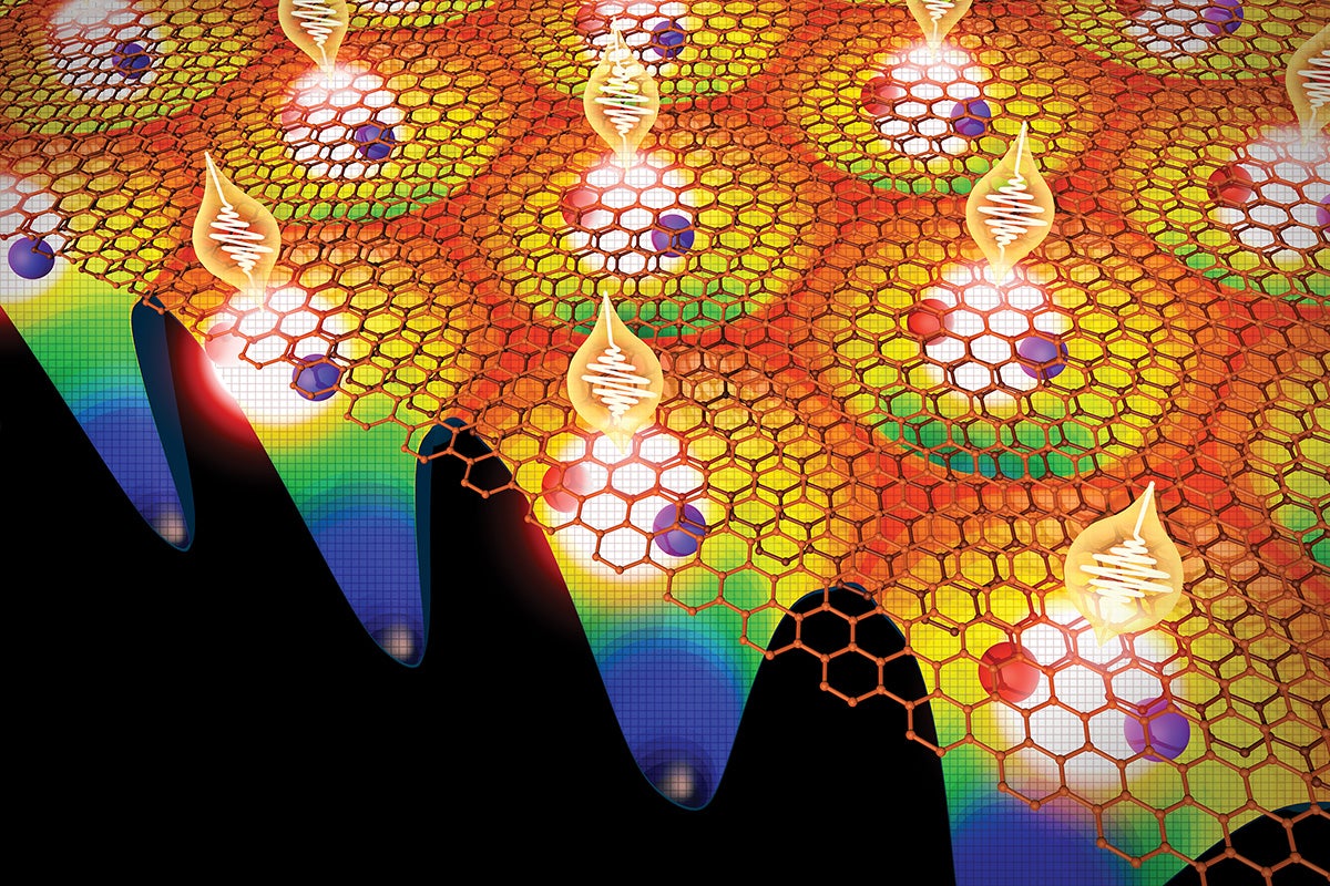 Illustration shows how atom-thin materials enable control of individual photons of light