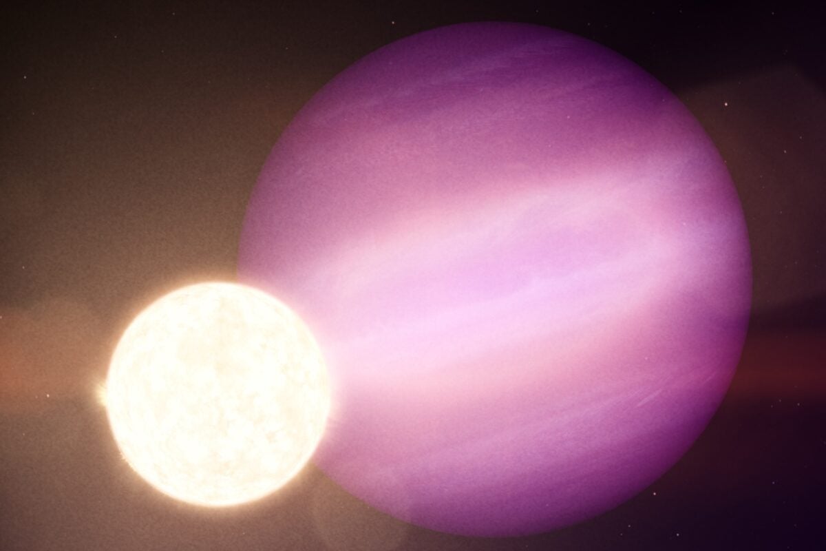 A white dwarf star artist rendition appears next to a planet