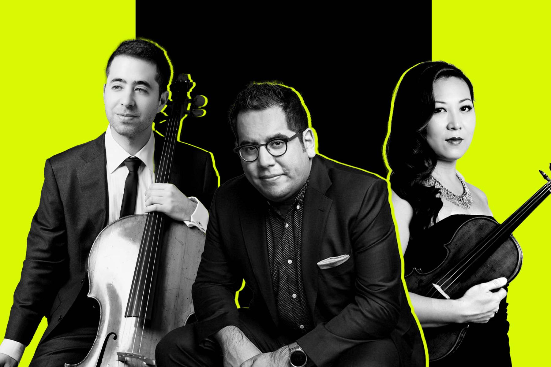 Left to right: Matthew Zalkind, cello; Julio Elizalde, piano; Sandy Yamamoto, violin